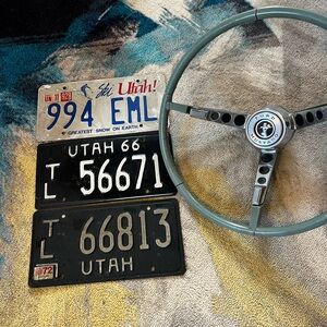 Ford Steering Wheel with Utah License Plates